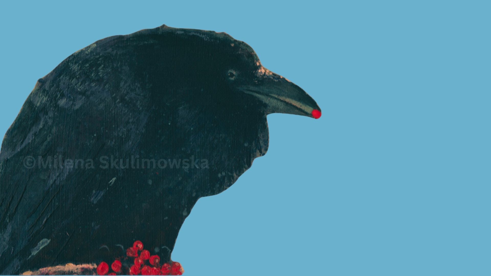 A New Bird Painting Series Begins: Raven on a Frosted Branch